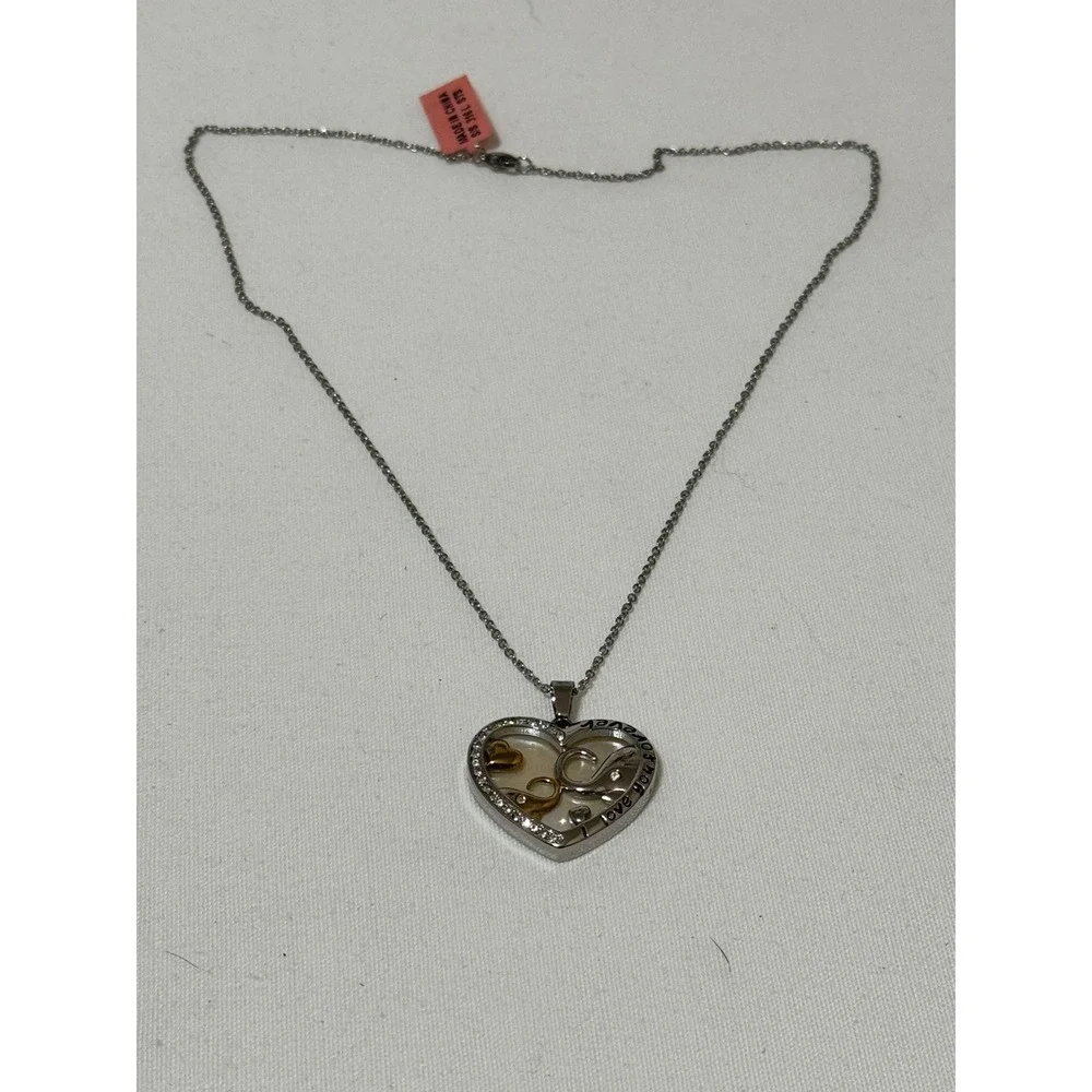 Stainless Steel Elephant Family‎ Heart Locket Necklace Mother of Pearl 18